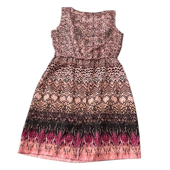 Dana Buchman Abstract Print Draped Sleeveless Dress Medium - Picture 8 of 16